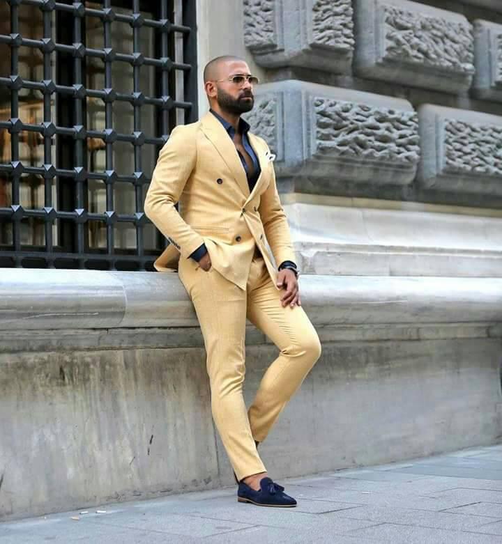 Tan Suit with Black Accents 